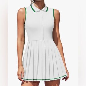 Women's Sleeveless Tennis Polo Dress White Size L Casual Sporty